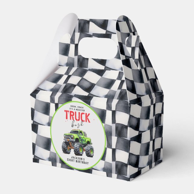  Modern Kids Monster Truck Birthday Party Favour Box (Front Side)