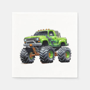 Modern Kids Monster Truck Birthday Party Napkin