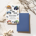 Modern Kids Monster Trucks 4th Birthday Party Invitation<br><div class="desc">Attention all little party animals! Get ready to rev up the fun with our Need Four Speed!4th Birthday Kids Monster Car Trucks Invitation. Adorned with adorable and vibrant monster car trucks, this modern typography script invites you to join in on the celebration. Let's roar into the fourth year of life...</div>