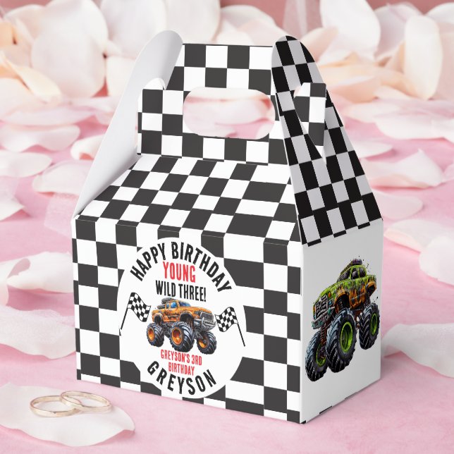 Modern Kids Monster Trucks Birthday Party Favour Box (Wedding)