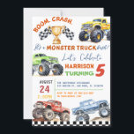 Modern Kids Monster Trucks Birthday Party Invitation<br><div class="desc">For more advanced customisation of this design,  simply select the "Customise It" button above!</div>