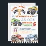 Modern Kids Monster Trucks Birthday Party Invitation<br><div class="desc">For more advanced customisation of this design,  simply select the "Customise It" button above!</div>