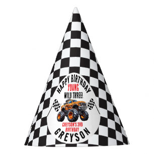 Modern Kids Monster Trucks Birthday Party Party Hat