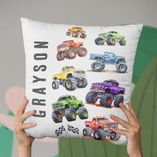 Modern Kids Monster Trucks Cushion