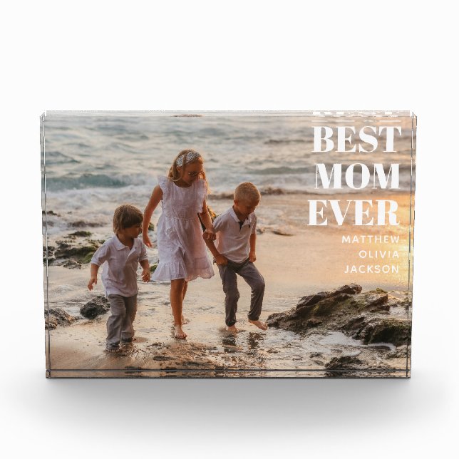 Modern Kids Names Simple Mother Best Mom Ever Photo Block (Front)
