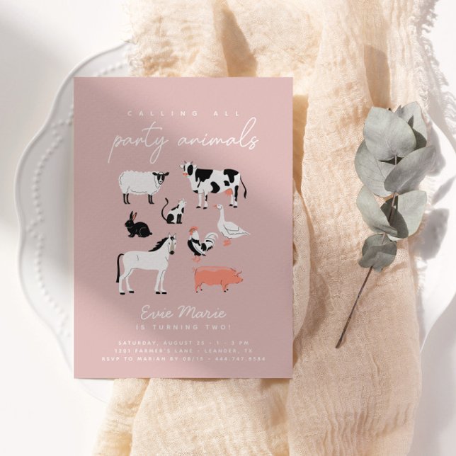 Modern Kids Party Animals | Farm Theme Birthday Invitation (Simple, modern & so much fun!  Celebrate your little's birthday in style.)