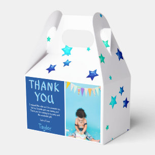 Modern Kids Photo Birthday   Blue Thank You Favour Box