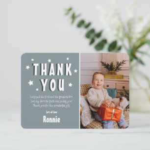 Modern Kids Photo Birthday   Star Thank You Card