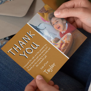 Modern Kids Photo Birthday   Thank You Card