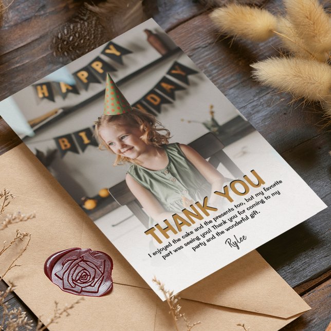 Modern Kids Photo Birthday | Thank You Card (Creator Uploaded)