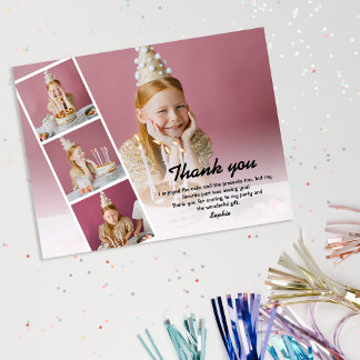 Modern Kids Photo Birthday Thank You Postcard