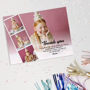 Modern Kids Photo Birthday Thank You Postcard