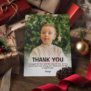 Modern Kids Photo Christmas   Thank You Card