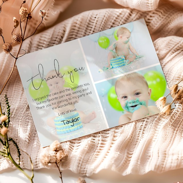 Modern Kids Photo Collage Thank You Card (Creator Uploaded)