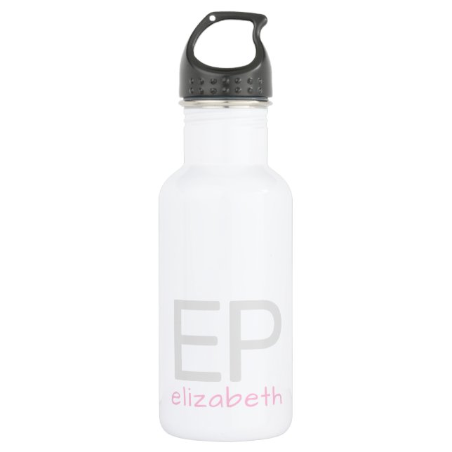Modern Kids Pink White Personalised Small 532 Ml Water Bottle (Front)
