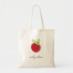Modern Kids School Teacher Hand Drawn Apple Tote Bag