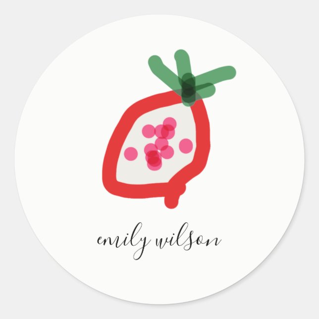 Modern Kids School Teacher Hand Drawn Dragon Fruit Classic Round Sticker (Front)