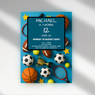 Modern Kids Sports Birthday Invitation