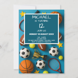 Modern Kids Sports Birthday Invitation
