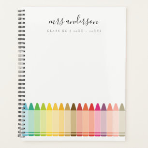 Modern Kids Teacher Colorful Rainbow Crayon Colors Planner