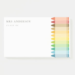 Modern Kids Teacher Colorful Rainbow Crayon Colors Post-it Notes