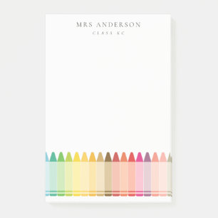 Modern Kids Teacher Colorful Rainbow Crayon Colors Post-it Notes