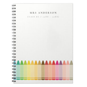 Modern Kids Teacher Colourful Rainbow Crayon Colou Notebook