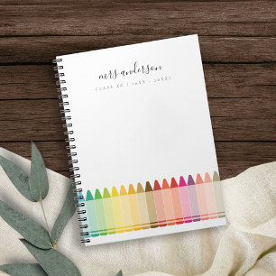 Modern Kids Teacher Colourful Rainbow Crayon Colou Notebook