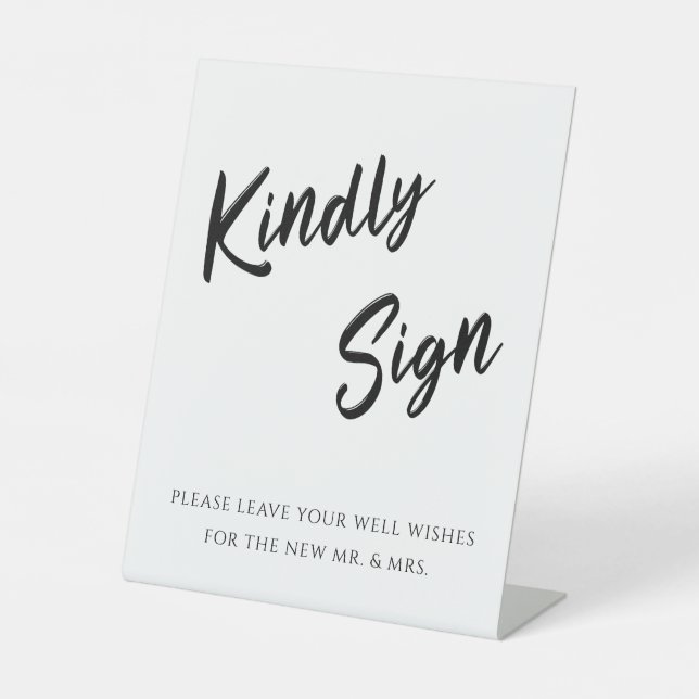 Modern Kindly Sign Guestbook Wedding Sign (Front)