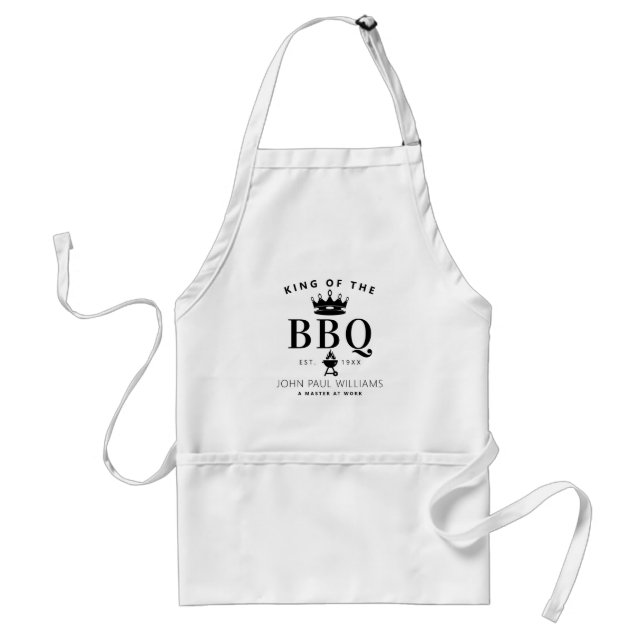 Modern King of the BBQ Crown Foodie Dad For Men Standard Apron (Front)