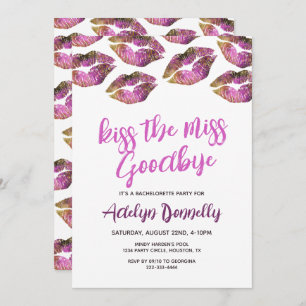 Modern Kiss The Miss Goodbye Bachelorette Invitation