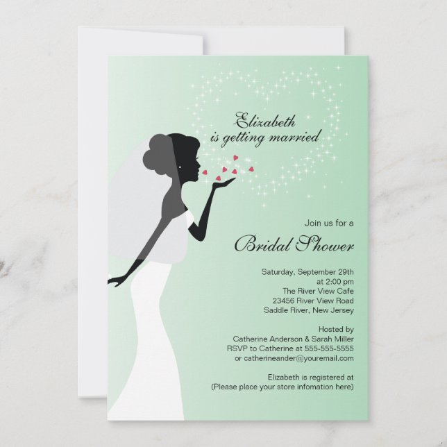 Modern Kissing Bride Bridal Shower Invitation (Front)
