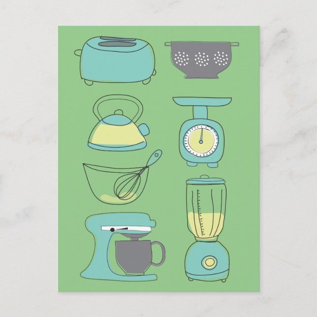 Modern Kitchen Appliances Illustration Marketing Postcard (Front)