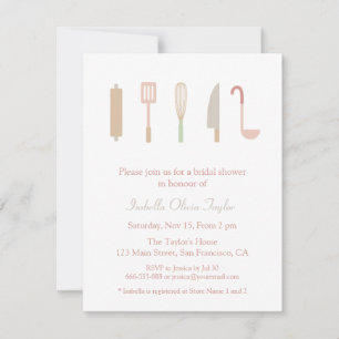 Modern Kitchen Cooking Utensils Bridal Shower Invitation