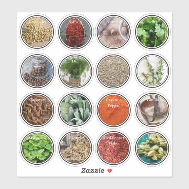 Modern Kitchen Culinary Herbs Spices Jar Labels 2 (Sheet)