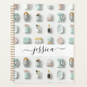 Modern kitchen icons pattern script name planner