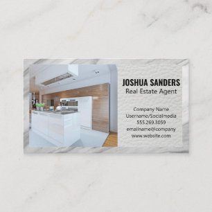 Modern Kitchen   Leather   Marble Border Business Card