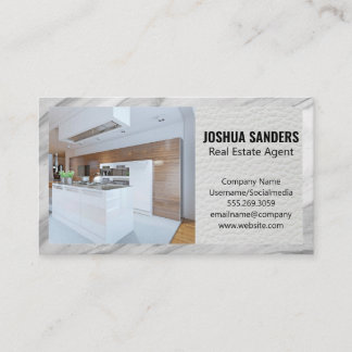 Modern Kitchen | Leather | Marble Border Business Card