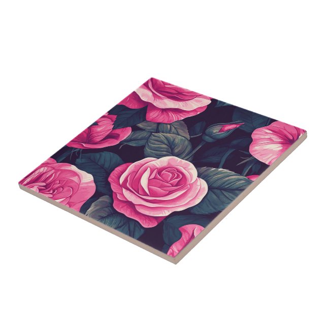 Modern Kitchen Rose Ceramic Tiles  For Bath Accent (Side)