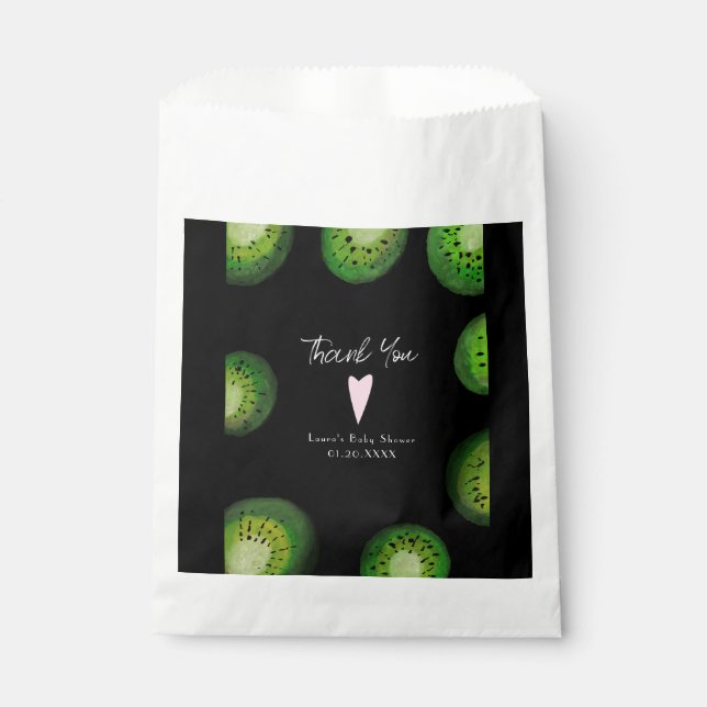 Modern Kiwi Fruit - Watercolor Thank You Favour Bags (Front)