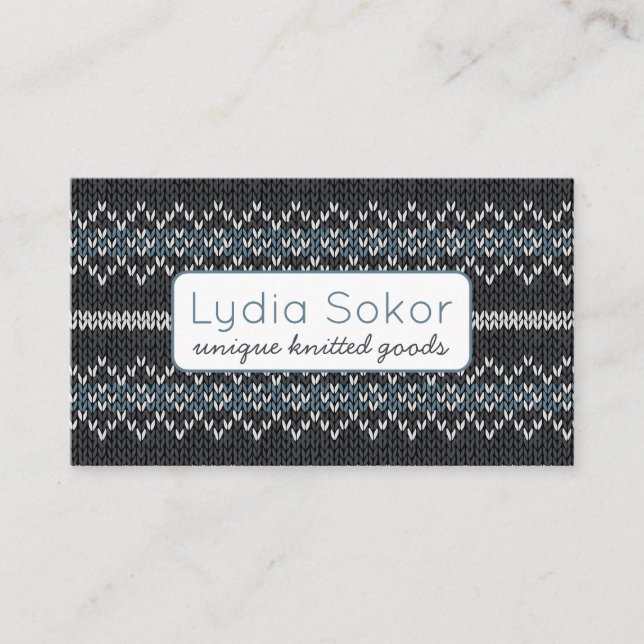 Modern Knit Pattern Business Card (Front)