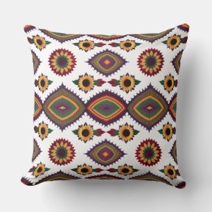 Modern Knitted Sunflower & Mandala Pattern Throw Cushion