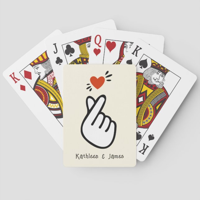 Modern Korean Love Symbol Personalised Playing Cards (Back)