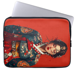 Modern Korean Woman in Hanbok Portrait Laptop Sleeve