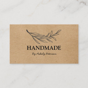 modern kraft and black floral business card