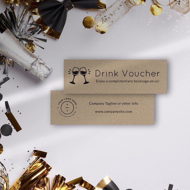 Modern Kraft Brown Cheers Glasses Drink Ticket (Creator Uploaded)