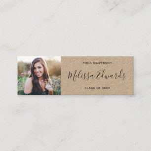 Modern kraft class of graduation photo name card