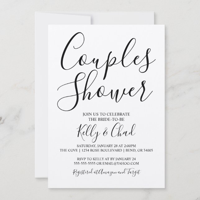 Modern Kraft Couples Shower Invitation (Front)