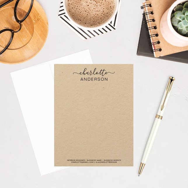 Modern Kraft Custom Calligraphy Name Business Card (Creator Uploaded)