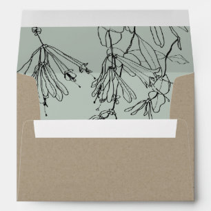 MODERN KRAFT GREY LINE DRAWING FLORAL ADDRESS ENVELOPE